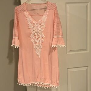 Chic Pink Lace Women's Swim Coverup